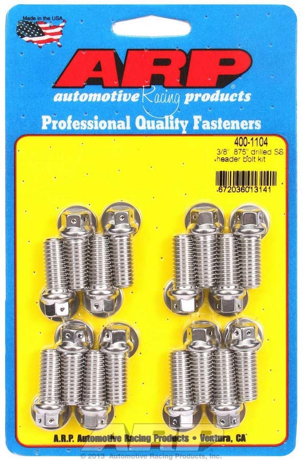 Auto Racing Products Exhaust Header S/S Header Bolt Kit - 3/8 x .875 UHL (16) 400-1104