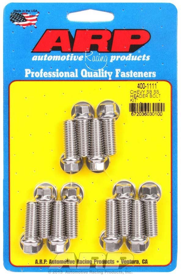 Auto Racing Products Exhaust Header S/S Header Bolt Kit - 3/8 x 1.00 UHL (12) 400-1111