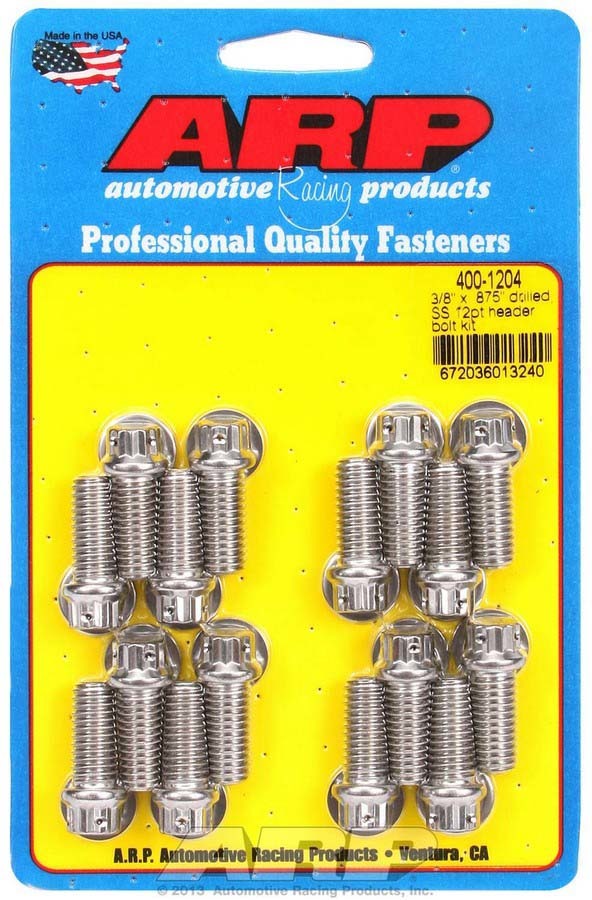 Auto Racing Products Exhaust Header S/S Header Bolt Kit - 3/8 x .875 UHL (16) 400-1204