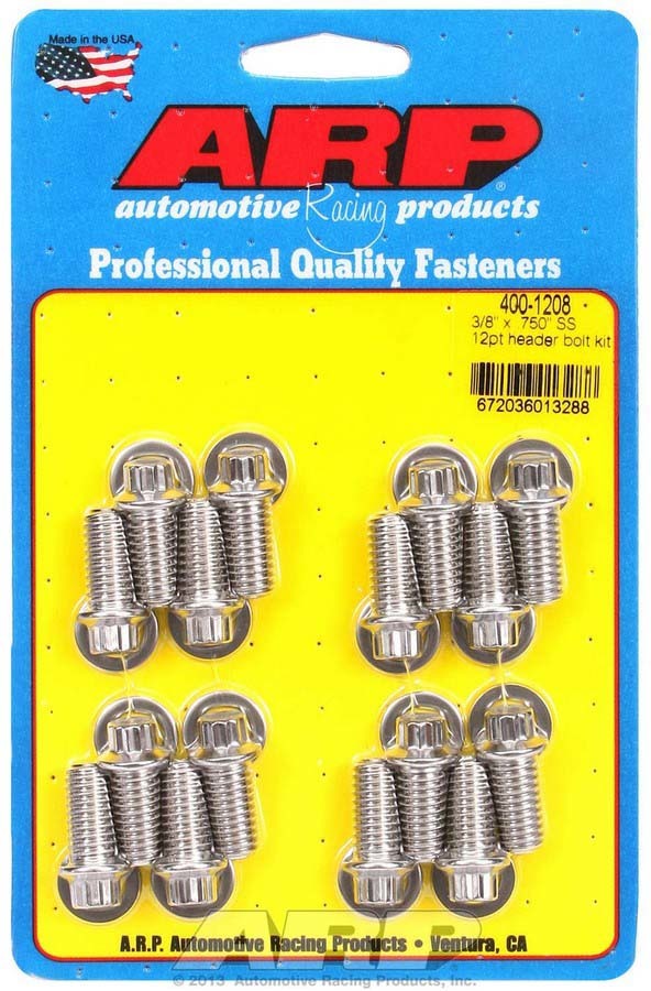 Auto Racing Products Exhaust Header S/S Header Bolt Kit - 3/8 x .750 UHL (16) 400-1208