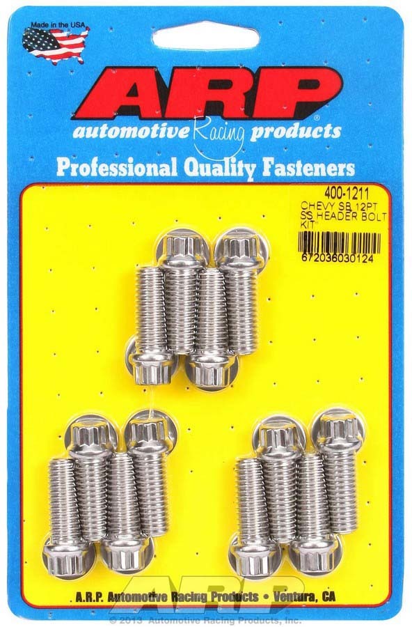 Auto Racing Products Exhaust Header S/S Header Bolt Kit - 3/8 x 1.00 UHL (12) 400-1211