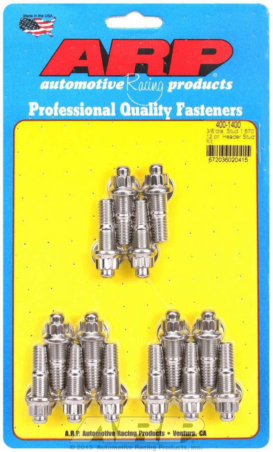 Auto Racing Products Exhaust Header S/S Header Stud Kit - 3/8 x .750 UHL (14) 400-1400