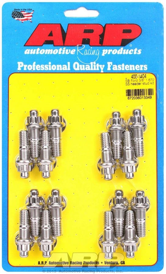 Auto Racing Products Exhaust Header S/S Header Stud Kit - 3/8in x 1.670in OAL (16) 400-1404