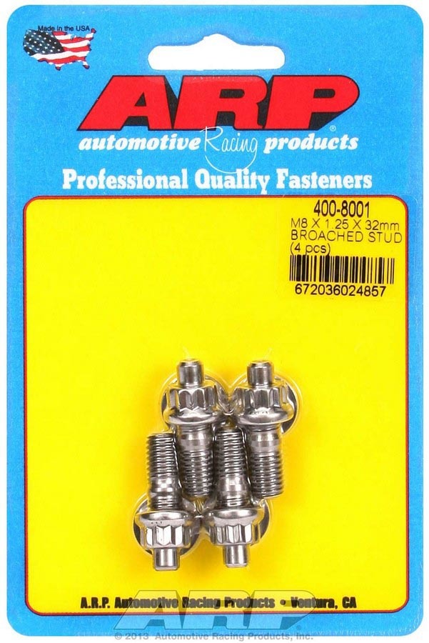 Auto Racing Products Automotive Hardware S/S Stud Kit - (4) M8 x 1.25in x 32mm 400-8001