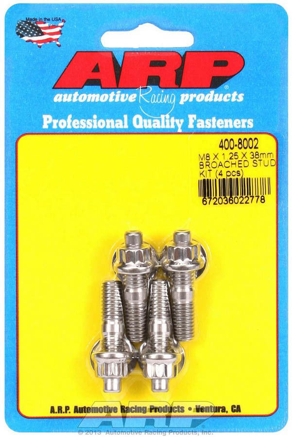 Auto Racing Products Automotive Hardware S/S Stud Kit - (4) M8 x 1.25in x 38mm 400-8002