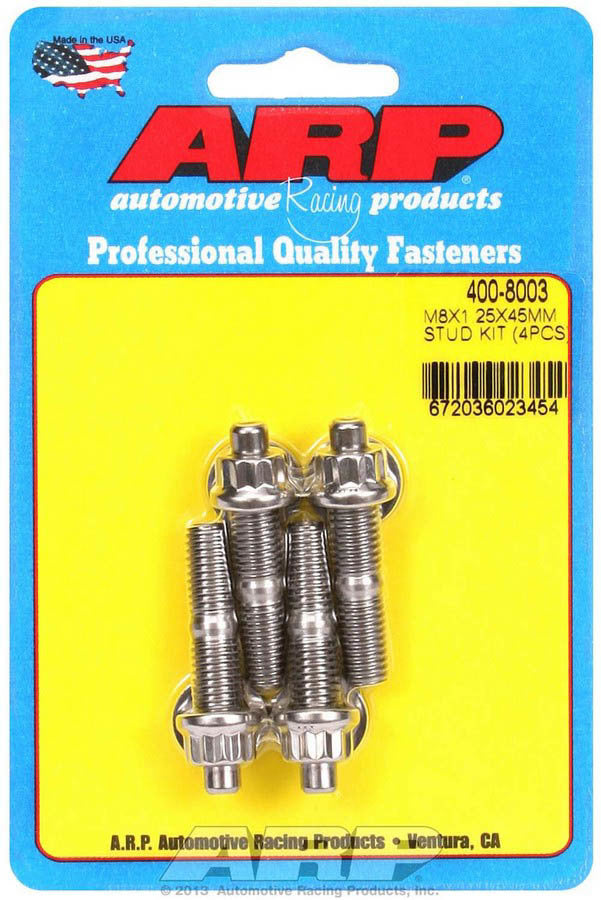 Auto Racing Products Automotive Hardware S/S Stud Kit - (4) M8 x 1.25in x 45mm 400-8003
