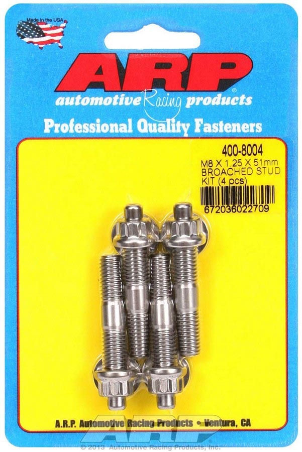 Auto Racing Products Automotive Hardware S/S Stud Kit - (4) M8 x 1.25in x 51mm 400-8004