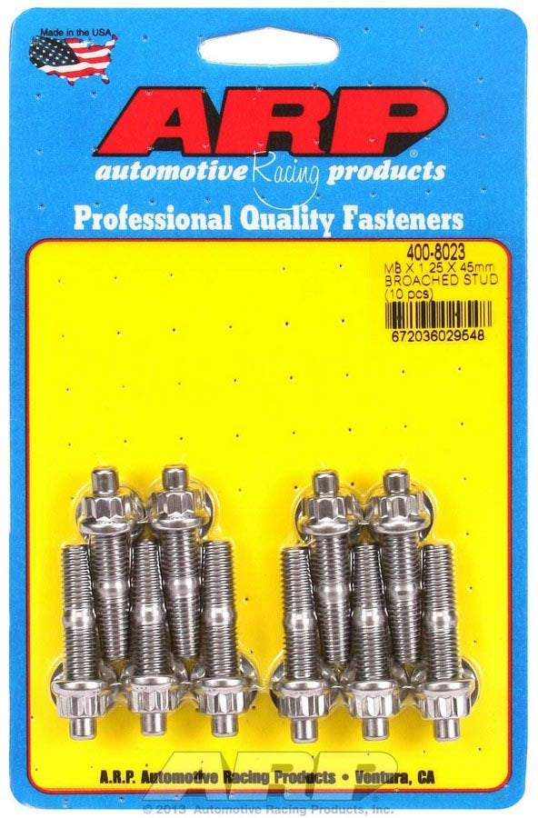 Auto Racing Products Automotive Hardware S/S Stud Kit - (10) M8 x 1.25in x 45mm 400-8023