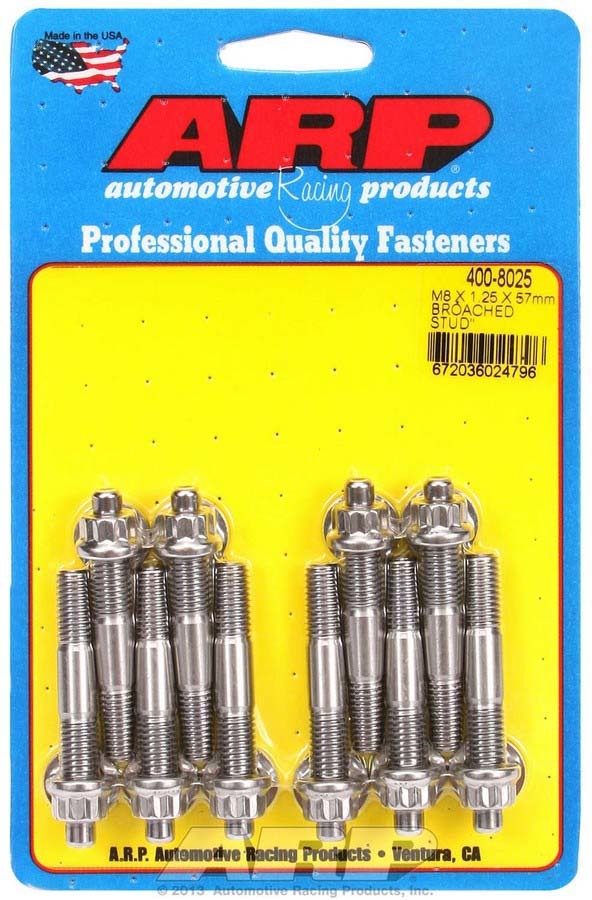 Auto Racing Products Automotive Hardware S/S Stud Kit - (10) M8 x 1.25in x 57mm 400-8025