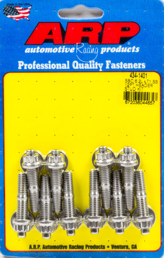 Auto Racing Products Exhaust Header Header Bolt Kit - GM LT1 6.2L 12pt S/S 434-1401
