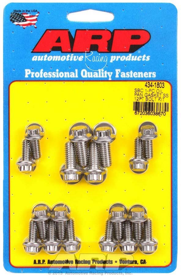 Auto Racing Products Engine Component SBC S/S Oil Pan Bolt Kit 12pt. 434-1803