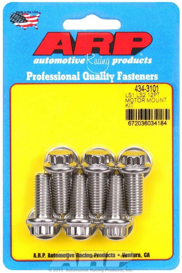 Auto Racing Products Engine Component S/S Motor Mount Bolt Kit 12pt. LS1/LS2 434-3101