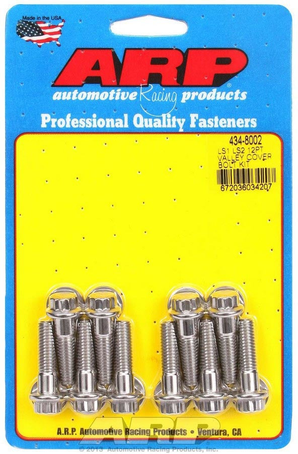Auto Racing Products Automotive Hardware S/S Valley Cover Bolt Kit - 12pt. LS1/LS2 434-8002