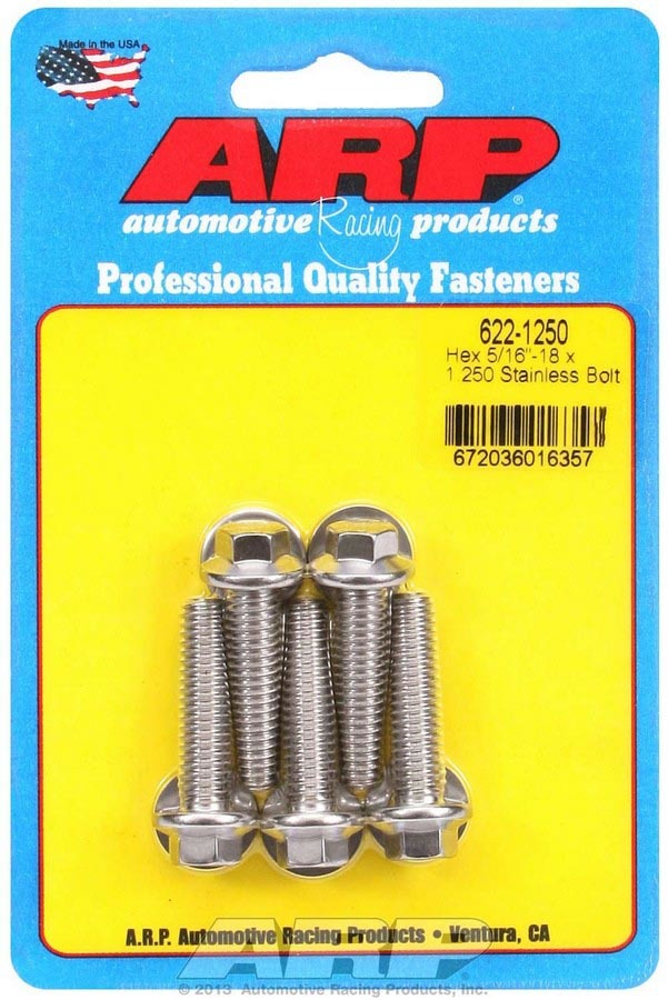 Auto Racing Products Automotive Hardware S/S Bolt Kit - 6pt. (5) 5/16-18 x 1.250 622-1250