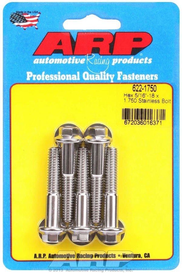 Auto Racing Products Automotive Hardware S/S Bolt Kit - 6pt. 5pk 5/16-18 x 1.750 622-1750