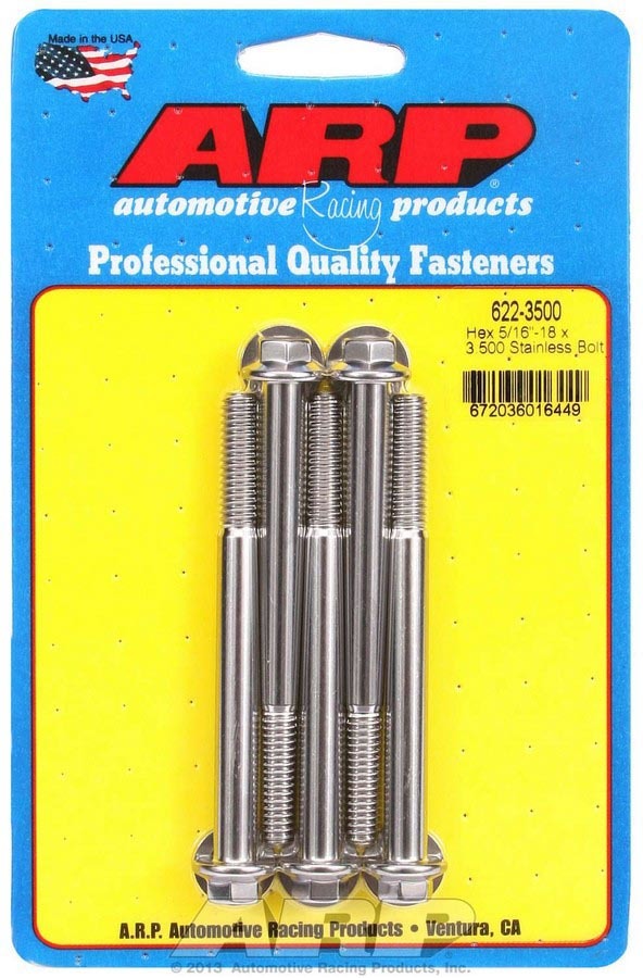 Auto Racing Products Automotive Hardware S/S Bolt Kit - 6pt. (5) 5/16-18 x 3.500 622-3500