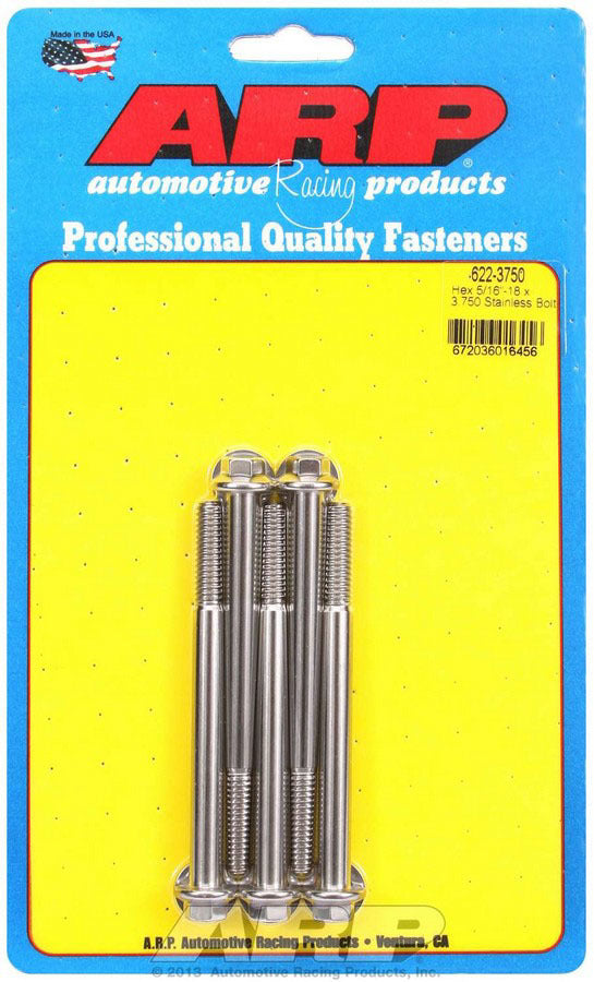 Auto Racing Products Automotive Hardware S/S Bolt Kit - 6pt. (5) 5/16-18 x 3.750 622-3750