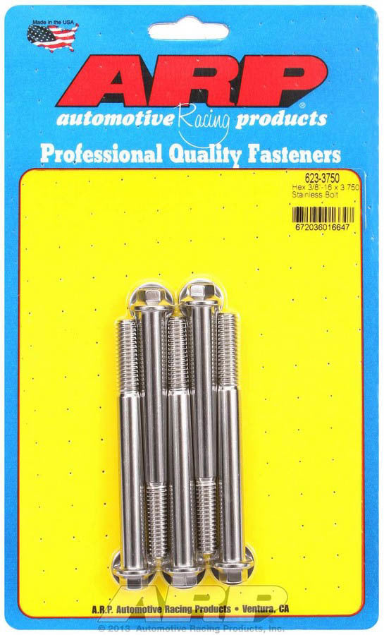 Auto Racing Products Automotive Hardware S/S Bolt Kit - 6pt. (5) 3/8-16 x 3.750 623-3750