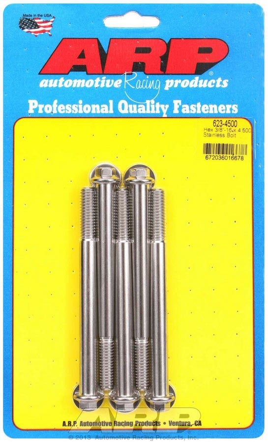 Auto Racing Products Automotive Hardware S/S Bolt Kit - 6pt. (5) 3/8-16 x 4.500 623-4500