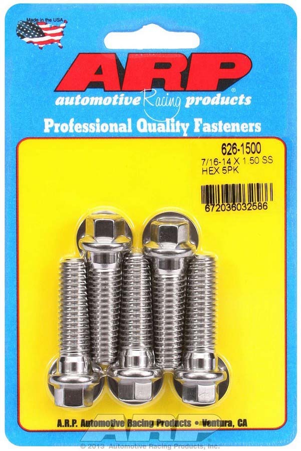 Auto Racing Products Automotive Hardware S/S Bolt Kit - 6pt. (5) 7/16-14 x 1.500 626-1500