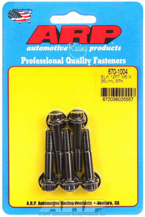 ARP 670-1004 6 mm x 1.00 Thread 35 mm 12-Point Bolt Set