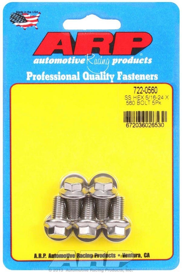 Auto Racing Products Automotive Hardware S/S Bolt Kit - 6pt. (5) 5/16-24 x .560 722-0560