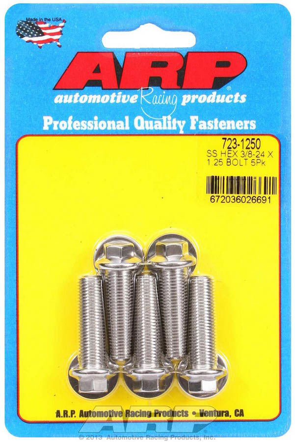 Auto Racing Products Automotive Hardware S/S Bolt Kit - 6pt. (5) 3/8-24 x 1.250 723-1250