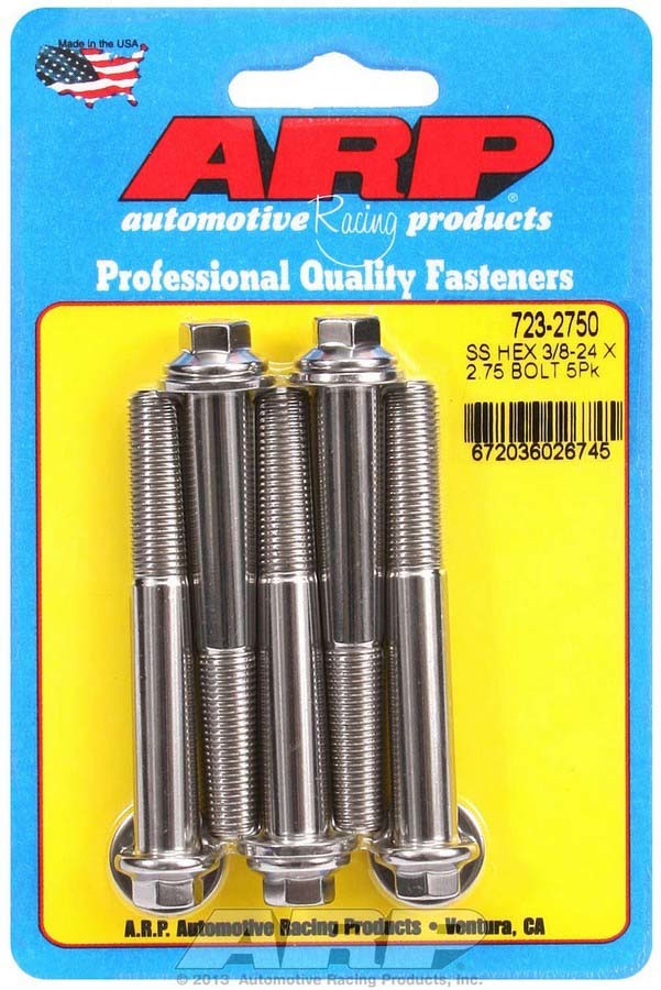Auto Racing Products Automotive Hardware S/S Bolt Kit - 6pt. (5) 3/8-24 x 2.750 723-2750