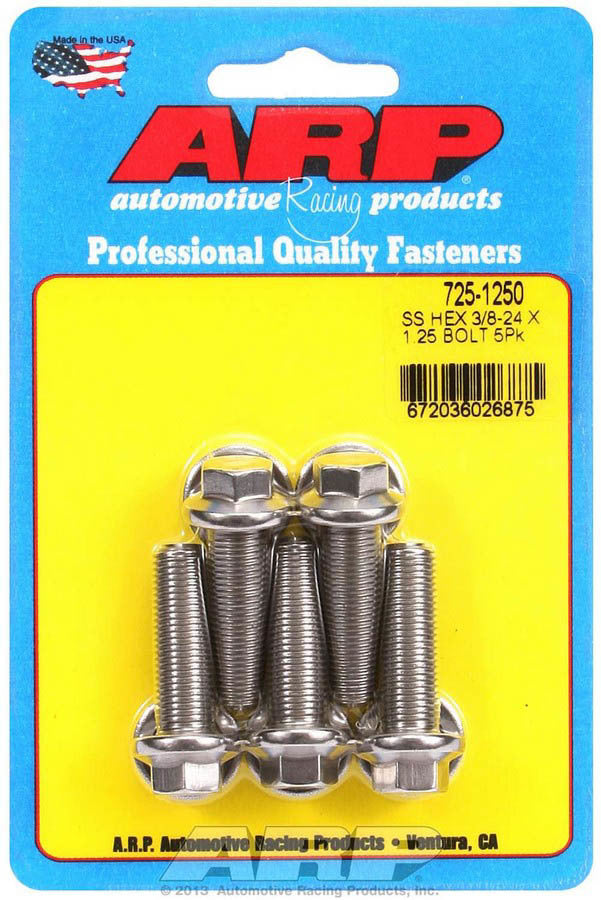 Auto Racing Products Automotive Hardware S/S Bolt Kit - 6pt. (5) 3/8-24 x 1.250 725-1250