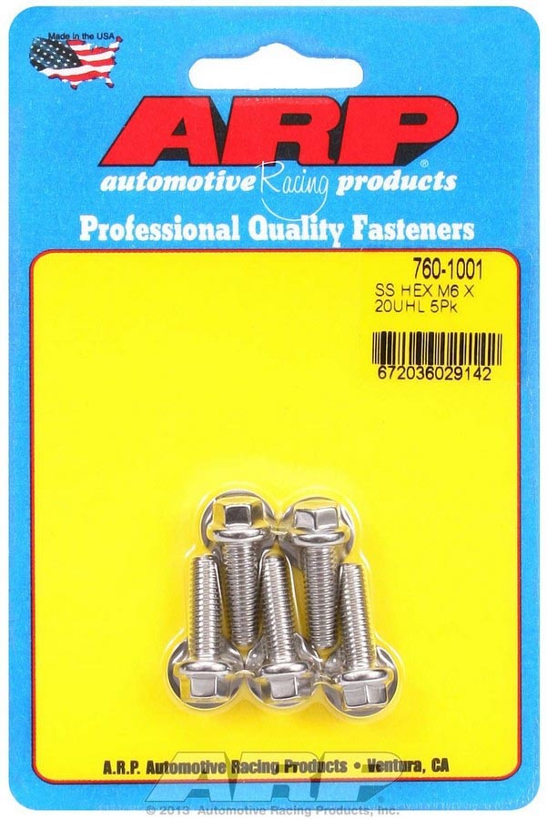 Auto Racing Products Automotive Hardware S/S Bolt Kit - 6pt. (5) 6mm x 1.00 x 20mm 760-1001