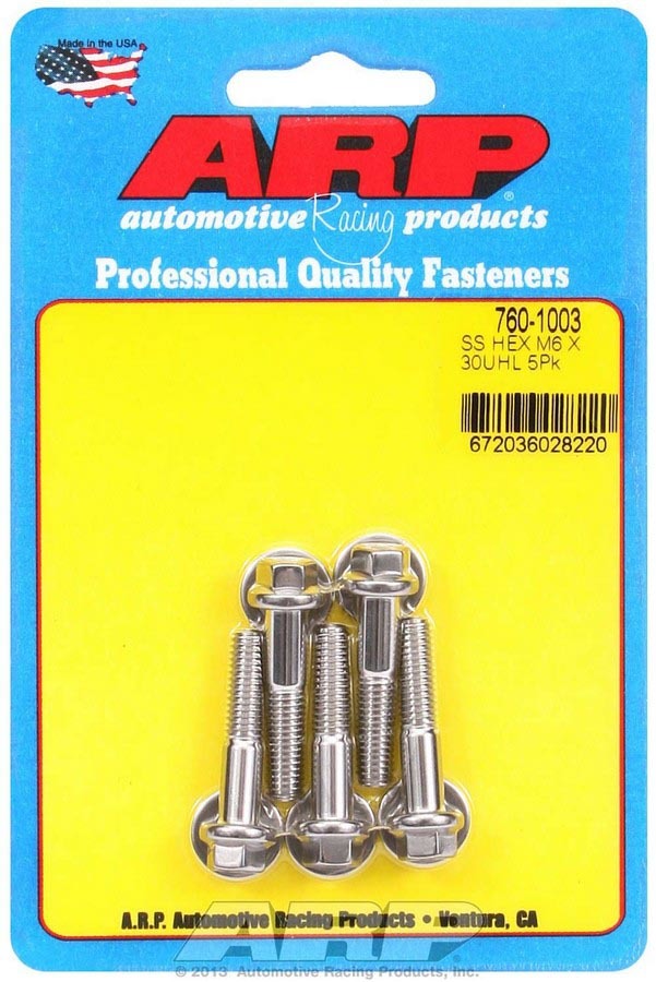 Auto Racing Products Automotive Hardware S/S Bolt Kit - 6pt. (5) 6mm x 1.00 x 30mm 760-1003