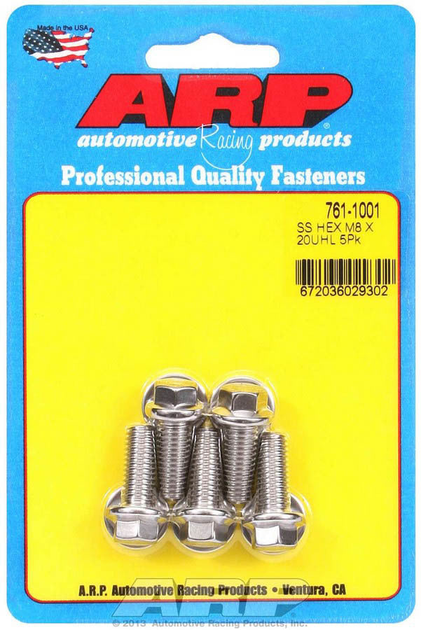 Auto Racing Products Automotive Hardware S/S Bolt Kit - 6pt. (5) 8mm x 1.25 x 20 761-1001