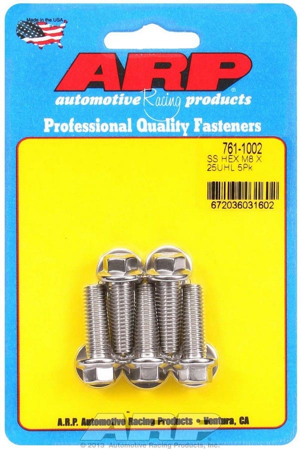 Auto Racing Products Automotive Hardware S/S Bolt Kit - 6pt. (5) 8mm x 1.25 x 25 761-1002
