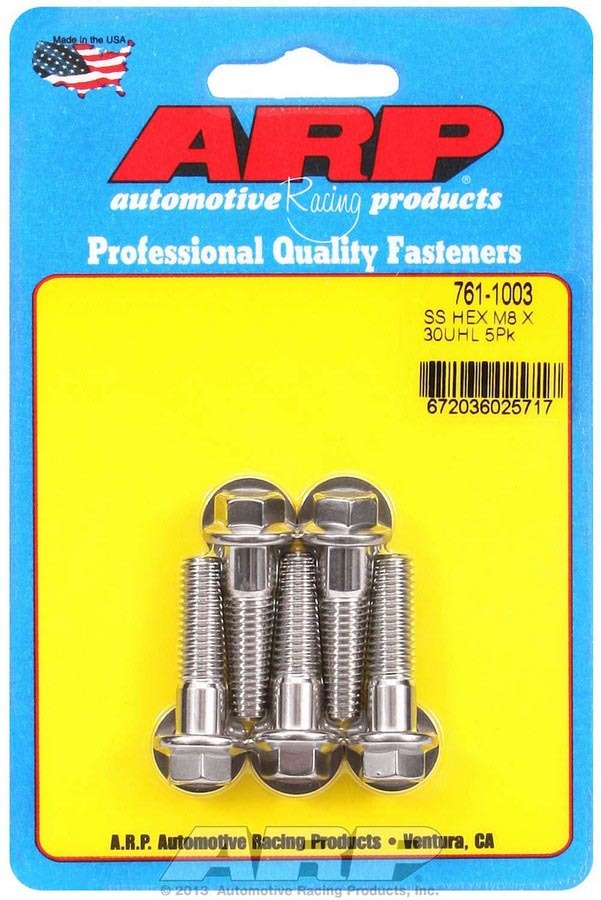 Auto Racing Products Automotive Hardware S/S Bolt Kit - 6pt. (5) 8mm x 1.25 x 30 761-1003