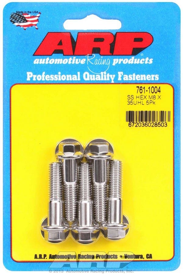 Auto Racing Products Automotive Hardware S/S Bolt Kit - 6pt. (5) 8mm x 1.25 x 35mm 761-1004