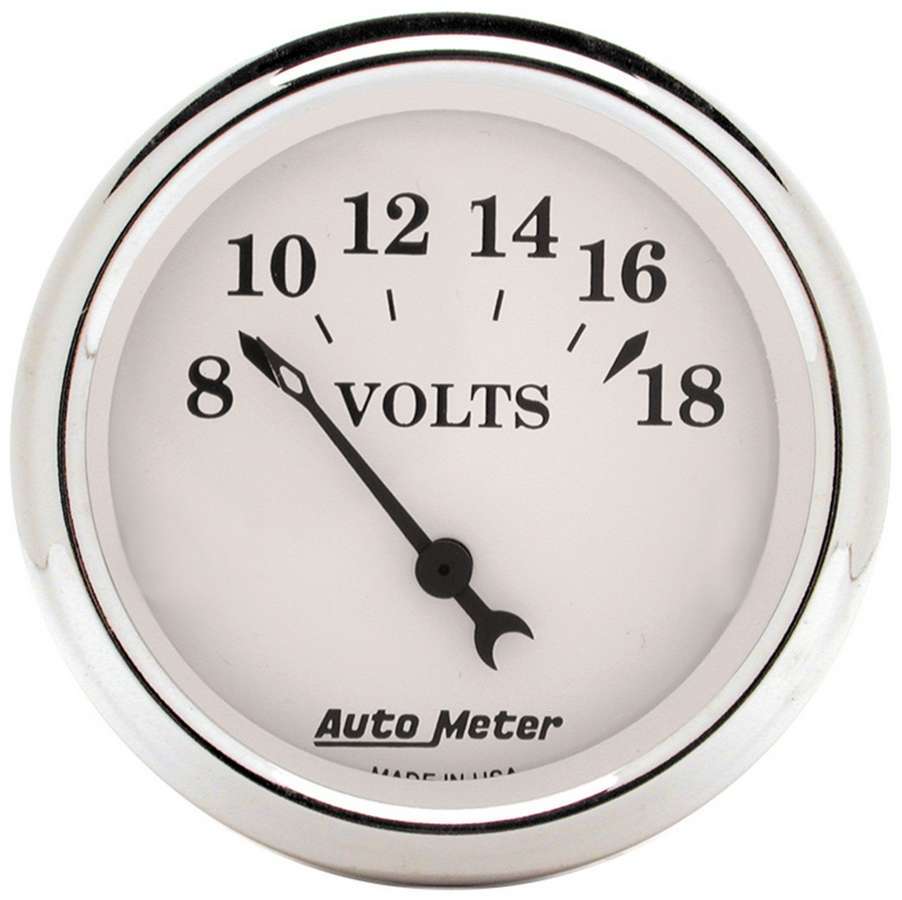 AutoMeter Voltmeter Gauge Old Tyme White 2 1/16in Voltmeter 8-18 1692