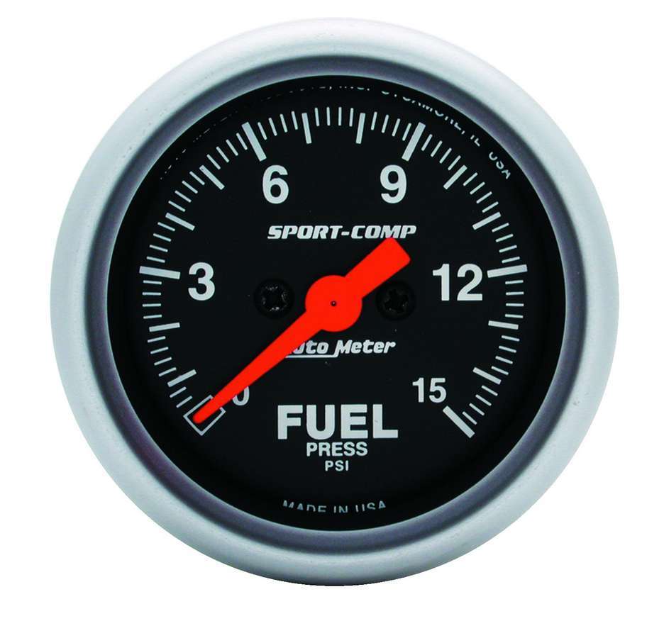 AutoMeter Fuel Pressure Gauge Sport Comp 2 1/16in Fuel 0-15 PSI Elec. 3361