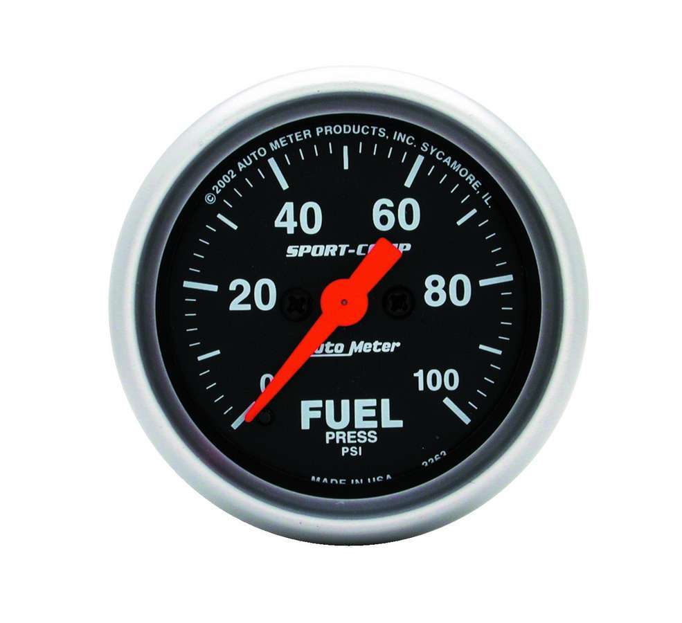 AutoMeter Fuel Pressure Gauge Sport Comp 2 1/16in Fuel 0-100 PSI Elec. 3363