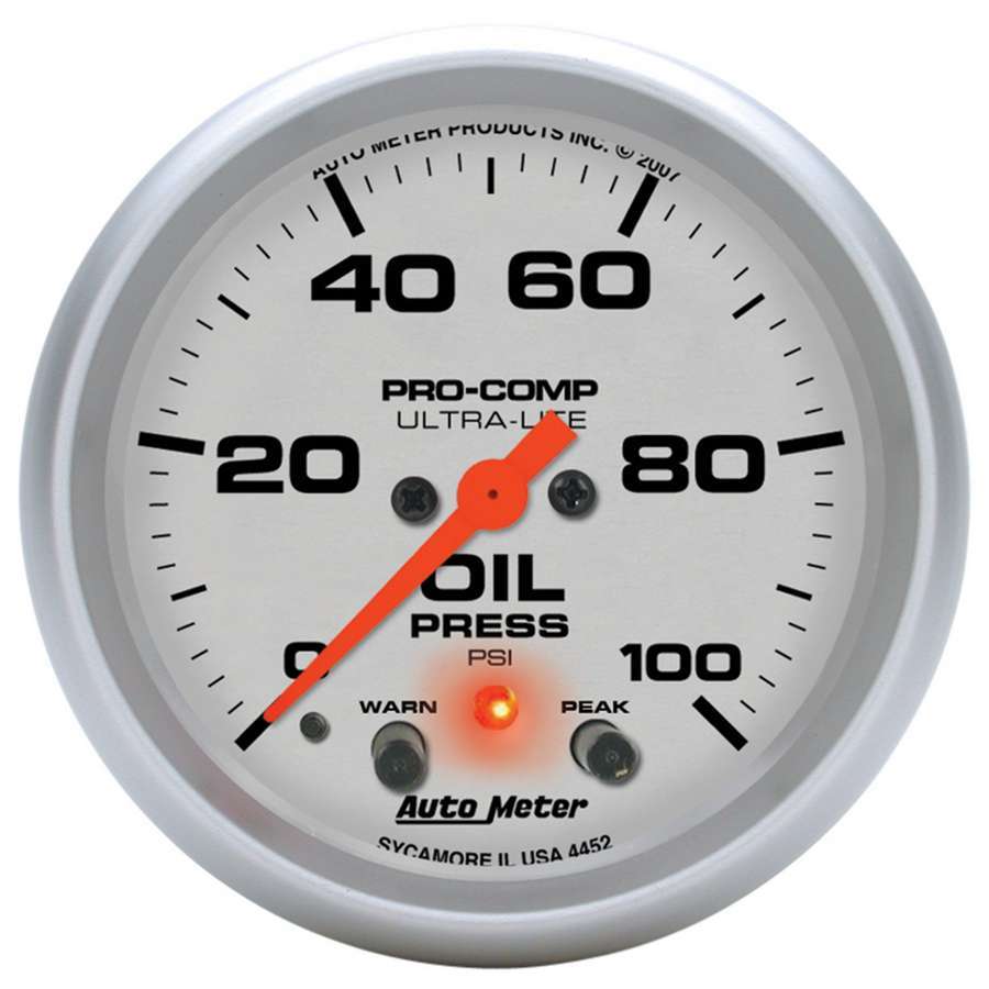 AutoMeter 2-5/8in U/L Oil Pressure Gauge w/Peak & Warning 4452