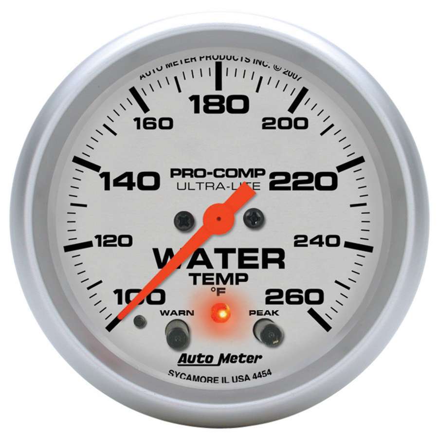 AutoMeter 2-5/8in U/L Water Temp Gauge w/Peak & Warning 4454
