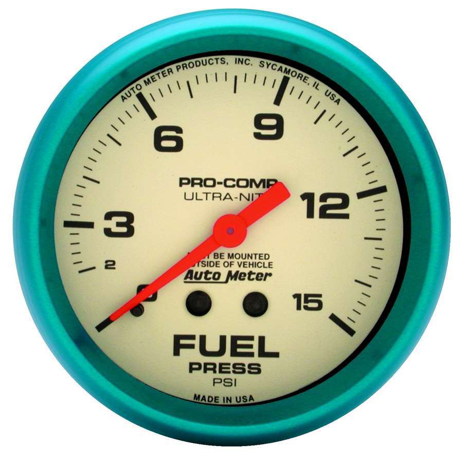 AutoMeter Fuel Pressure Gauge 2-5/8 Ultra-Nite F/P Gauge 0-15psi 4511