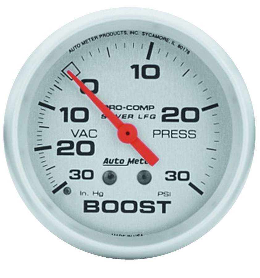 AutoMeter Boost Gauge U/L 2-5/8in Silver Liq-Fill Boost 30/30 4603