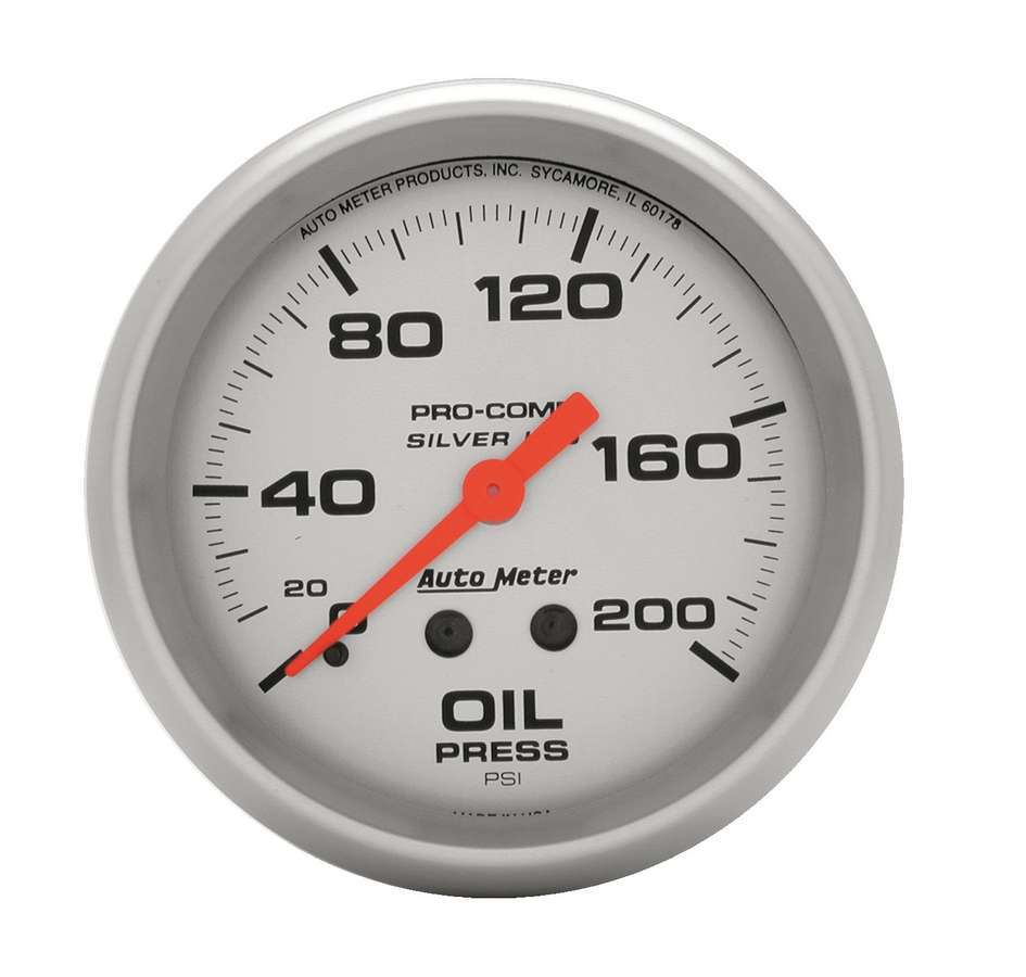 AutoMeter Pro Comp 2-5/8in Silver Liq-Fill Oil 0-200 PSI 4622