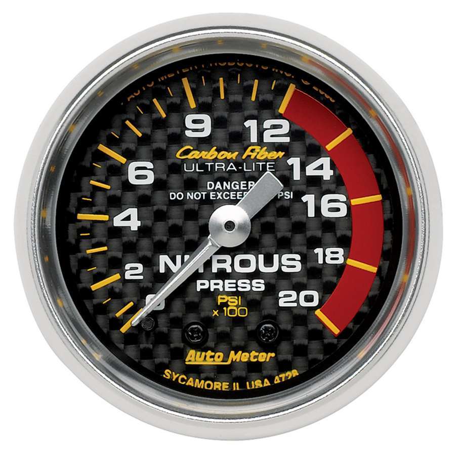 AutoMeter Nitrous Oxide Pressure Gauge C/F 2-1/16in Nos Pressure Gauge 0-2000PSI 4728