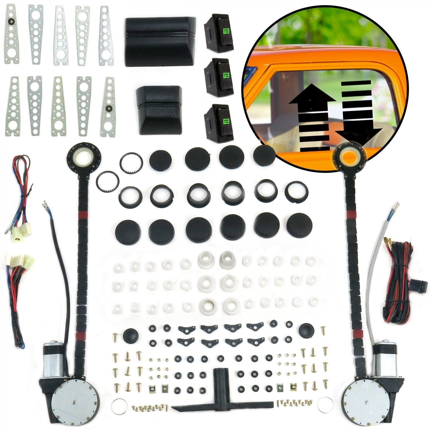 AUTO-LOC AUTPW4650 Deluxe 2-Door Power Window Conversion Kit