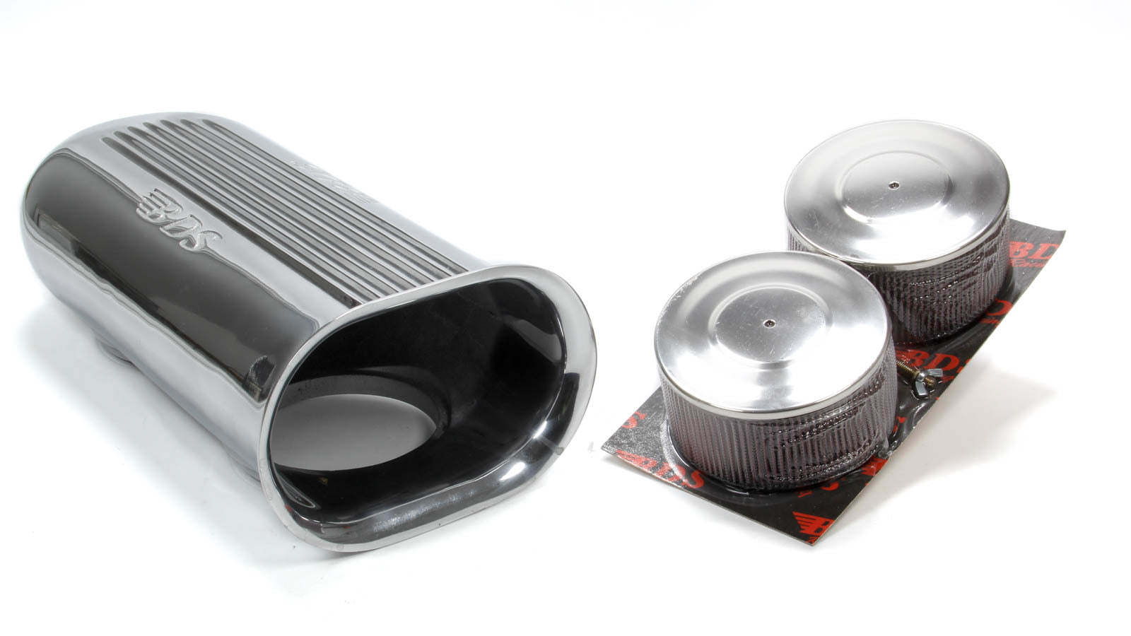 Blower Drive Service Cold Air Intake Kit Polished Aluminum Dual Carb Scoop w/Air Filters SC-9001