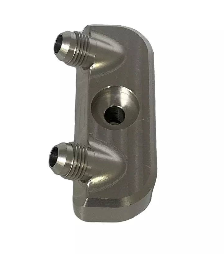 Bowler Performance Transmission GM 6L80E Cooler Manifold Set Converts To -6 Black 2410003