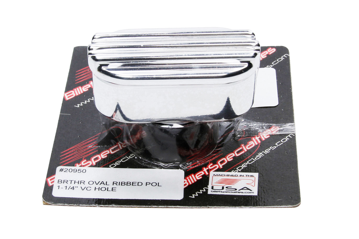Billet Specialties Billet Breather Oval Ribbed 1-1/4 in VC Hole 20950