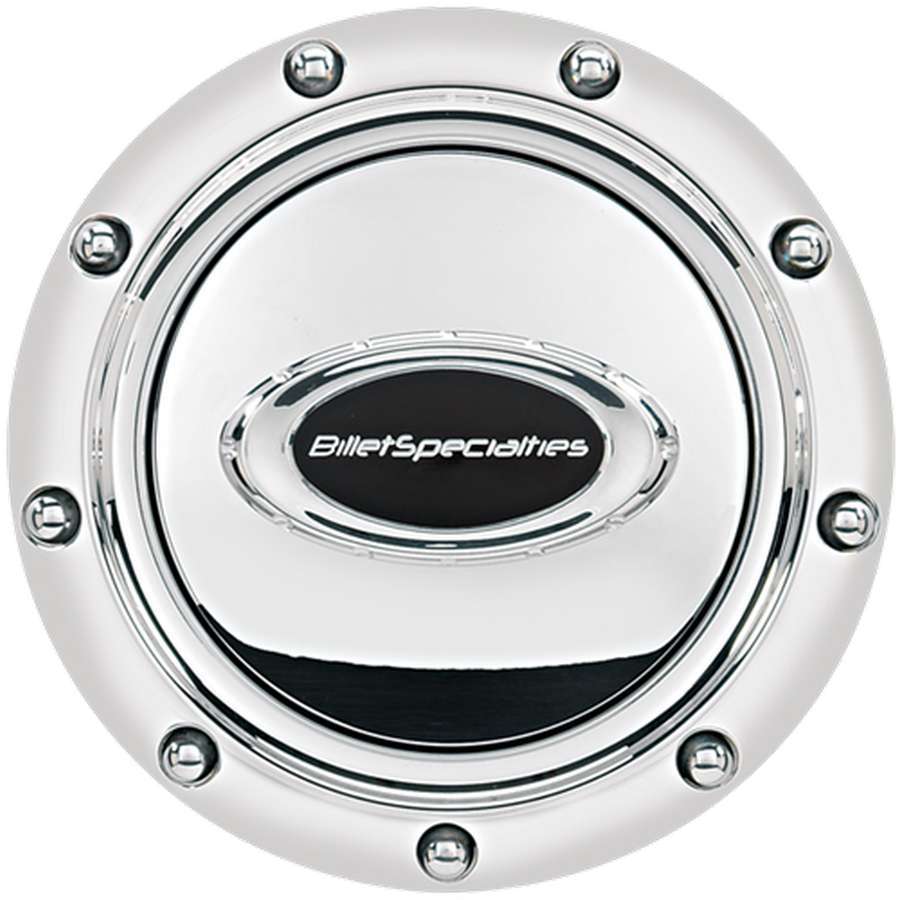 Billet Specialties Horn Buttons Horn Button Riveted Polished w/Black Logo 32715