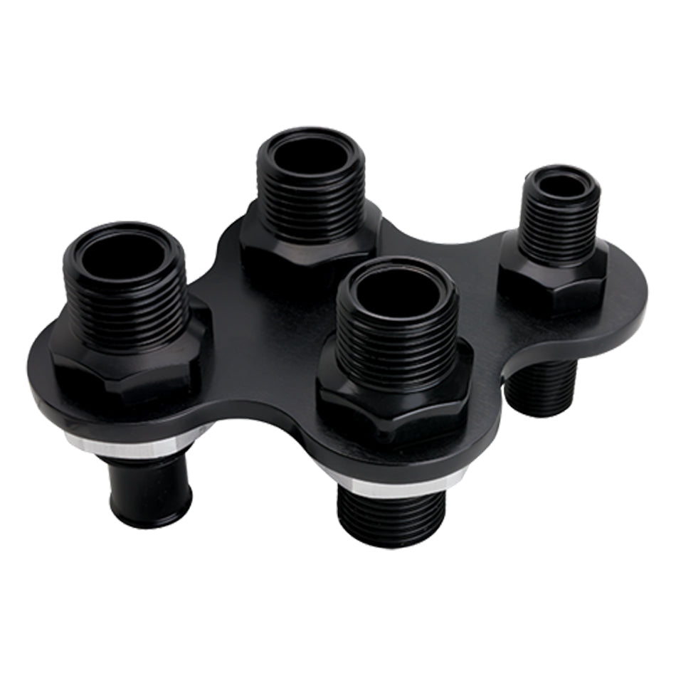 Billet Specialties AN-NPT Fittings and Components A/C & Heat Bulkhead Push On 4-Port Black BLK66925